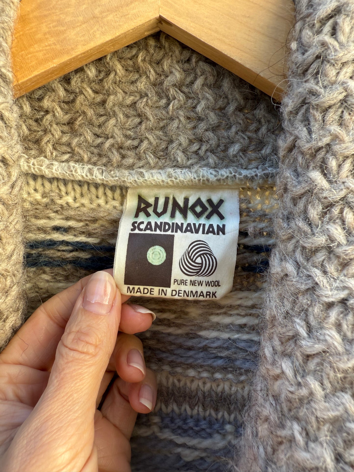 Scandinavian Wool Cardigan - Made In Denmark - Nordic Pattern - Vintage Runox