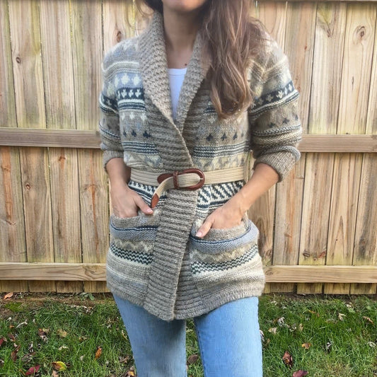 Scandinavian Wool Cardigan - Made In Denmark - Nordic Pattern - Vintage Runox