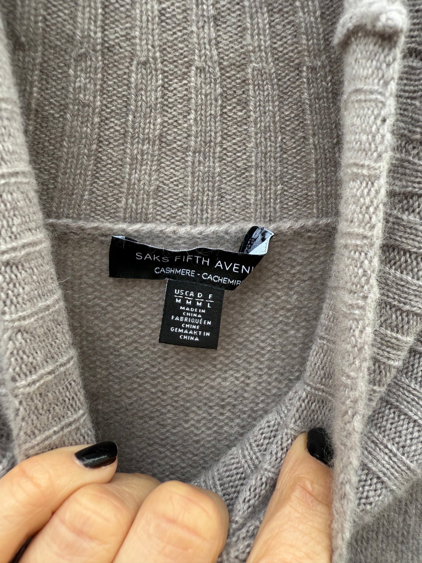 Saks Fifth Avenue 100% Cashmere Ribbed Turtleneck Sweater