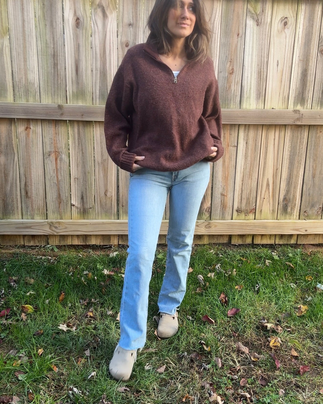 Woolrich Persimmon Wool Quarter-Zip Pullover Brown Oxblood