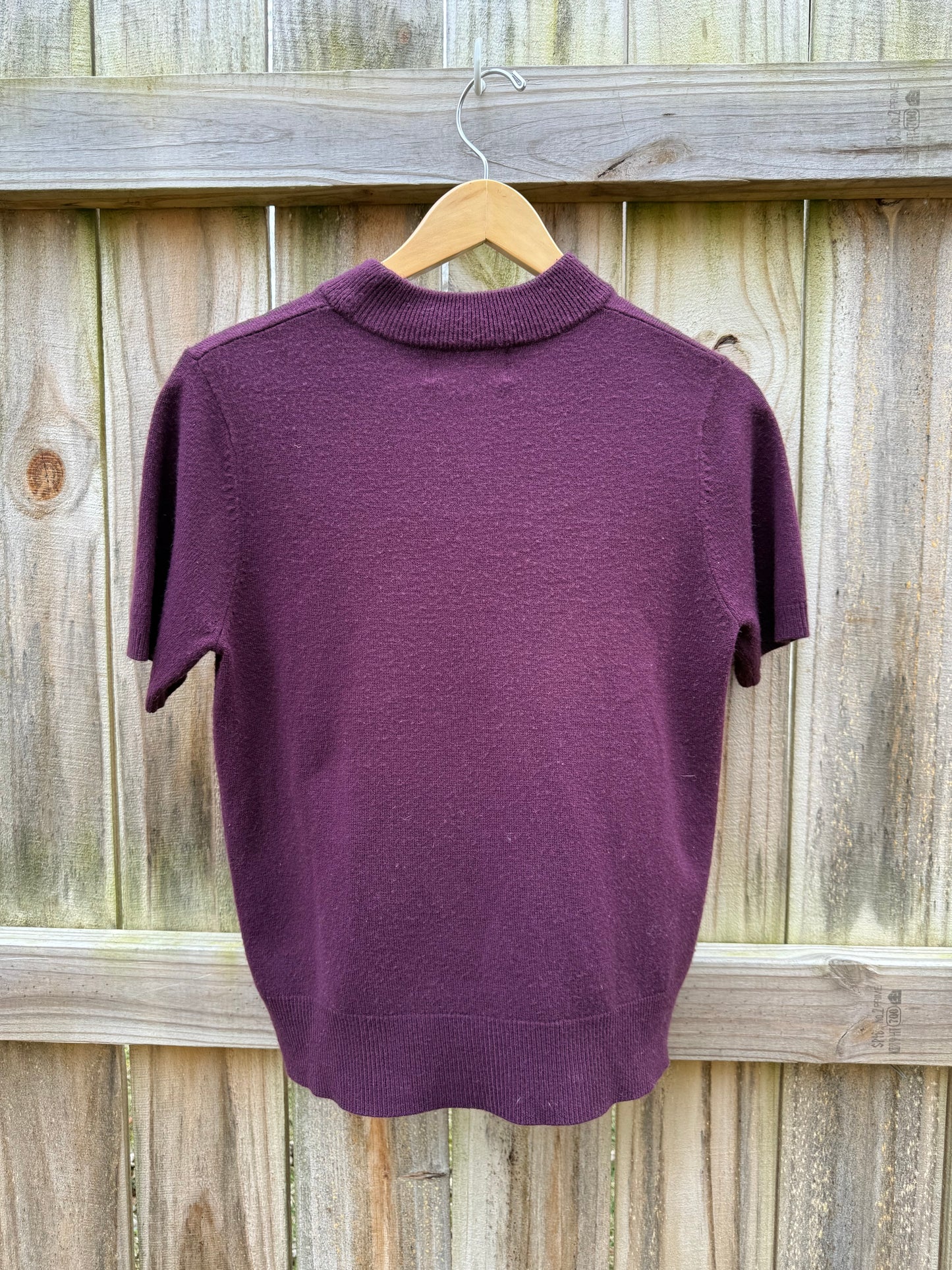 SAG HARBOR Petite Plum Knit Short-Sleeve Sweater Top