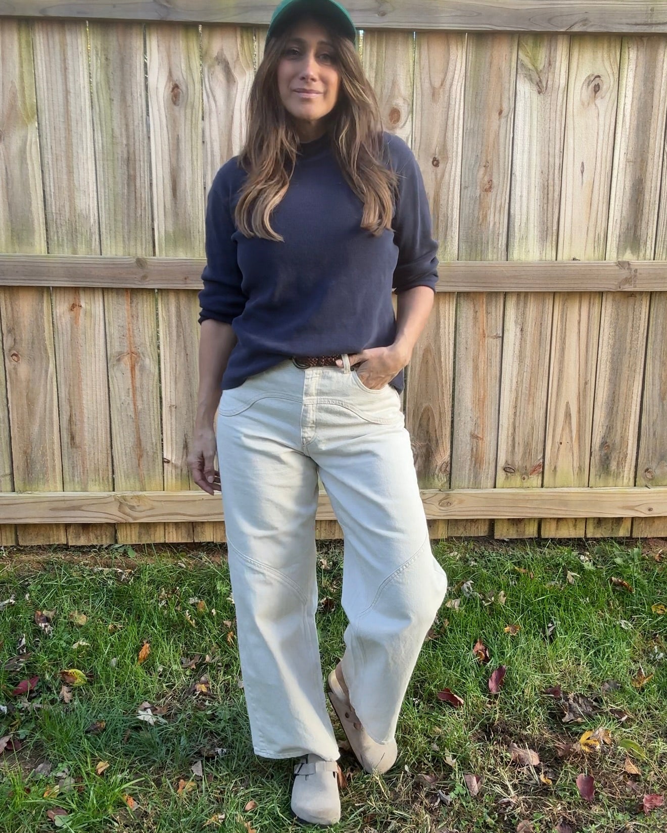 Vintage Talbots Navy Cotton Mock Neck Waffle Knit Top