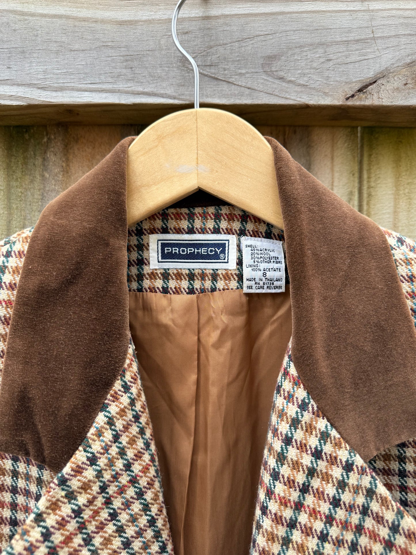 Vintage Sage Harbor Houndstooth Wool Blend Blazer