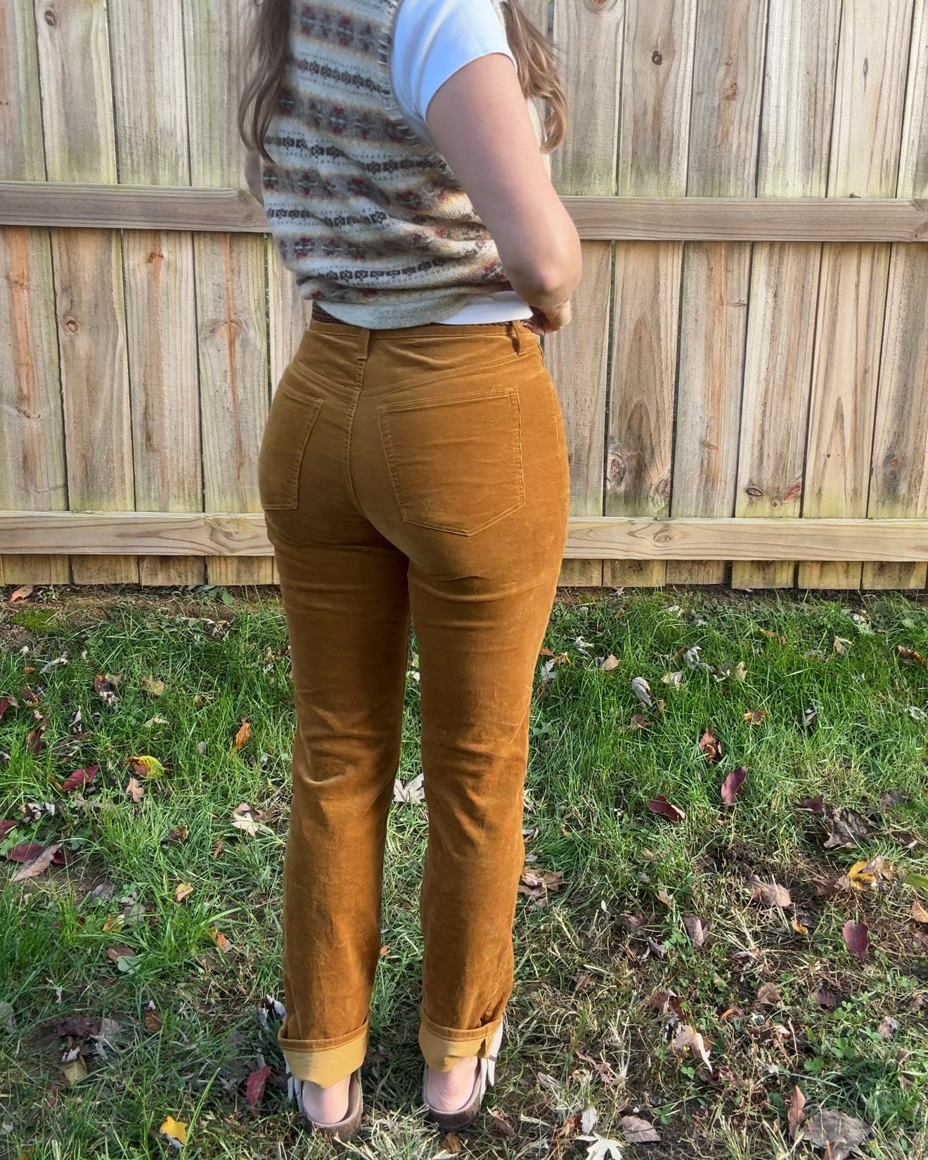 J.Crew High Rise Straight Corduroy Pants Golden Caramel Brown Soft Stretch