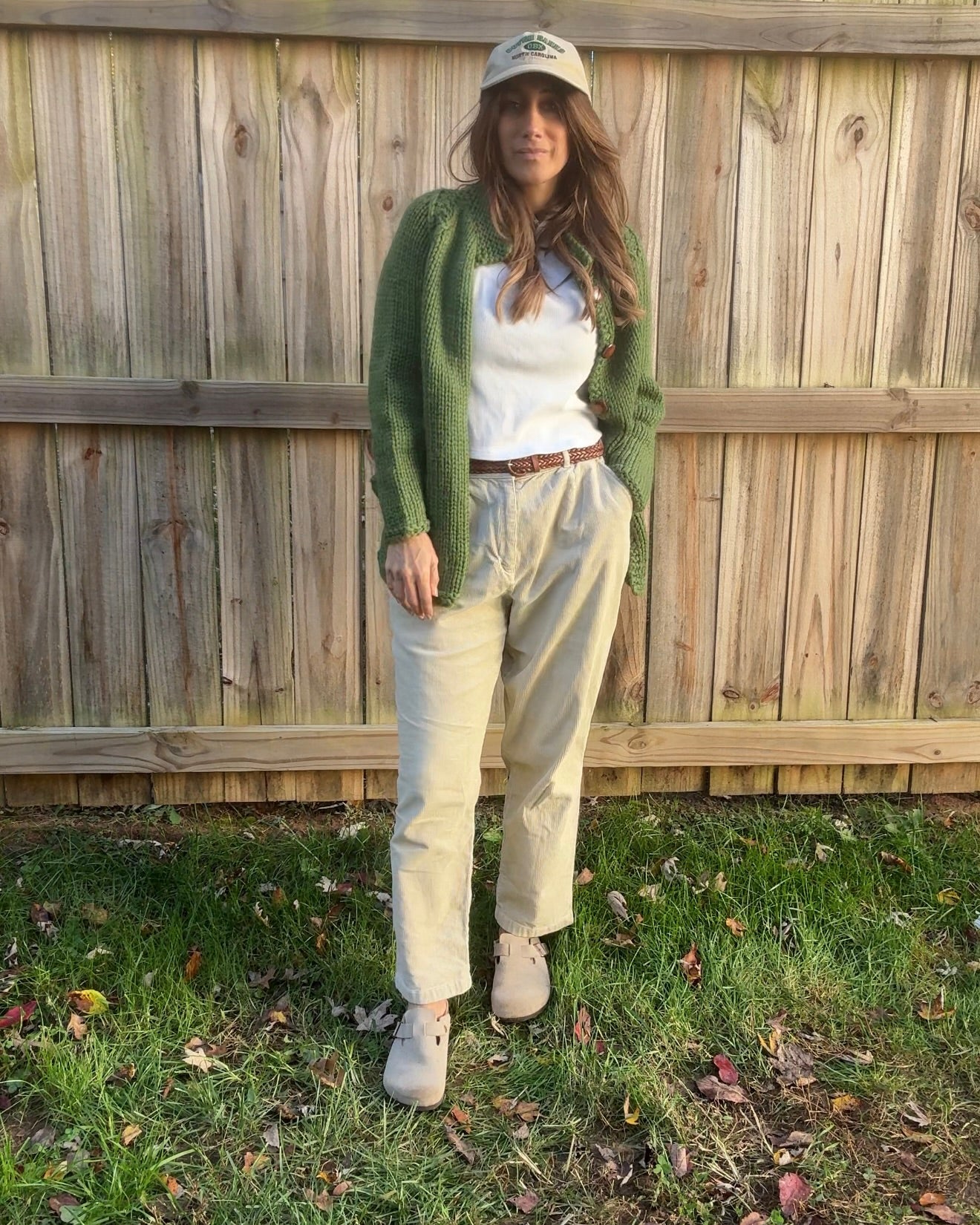 Vintage Hand-Knit Wool Cardigan Sweater Green Chunky Button Up Knit Jacket Heirloom