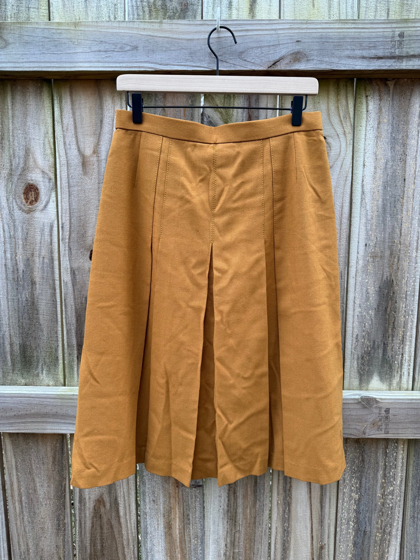 Mustard Pleated Midi Skirt | Tailored Front Pleat, Soft A-Line Shape