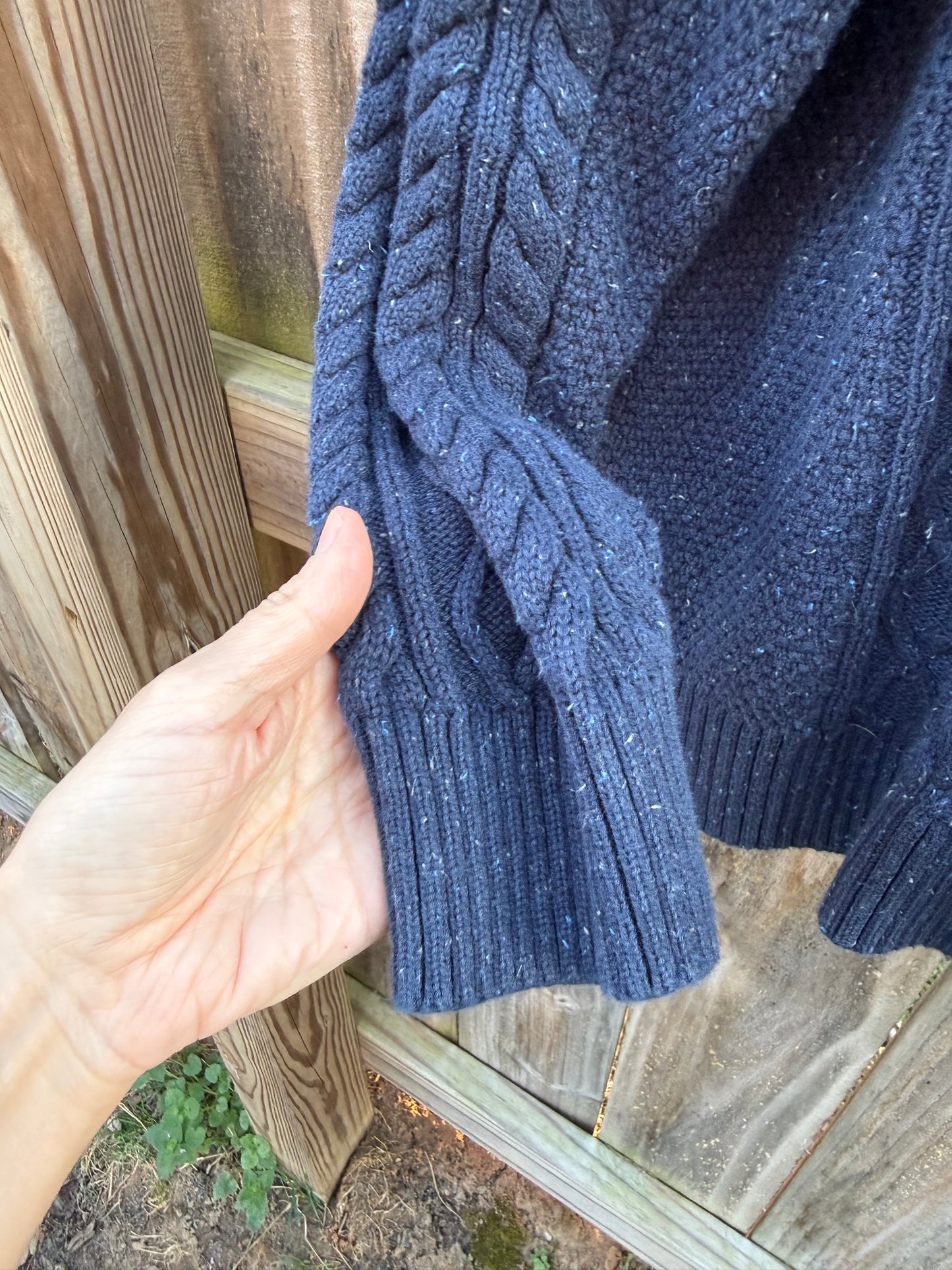 L.L.Bean Navy Cable Knit Sweater / Fisherman Crewneck Pullover