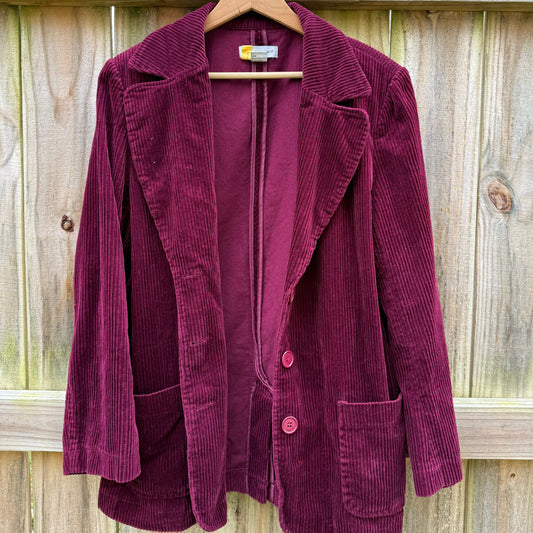Vintage 90s Wine Corduroy Blazer Plum Jacket
