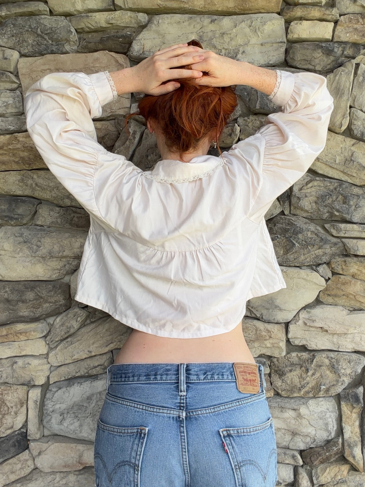 Reworked Vintage Barbizon Embroidered Bed Jacket Top