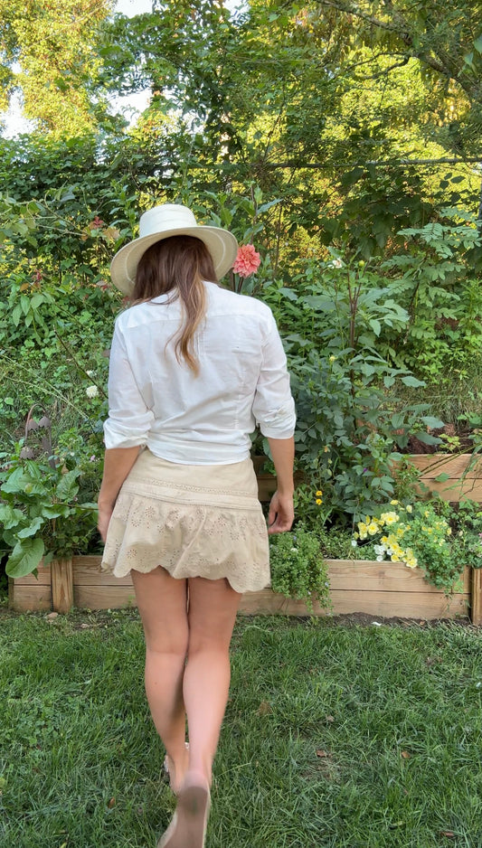 Sunday Honey Original — Reworked Eyelet Embroidered Mini Skirt