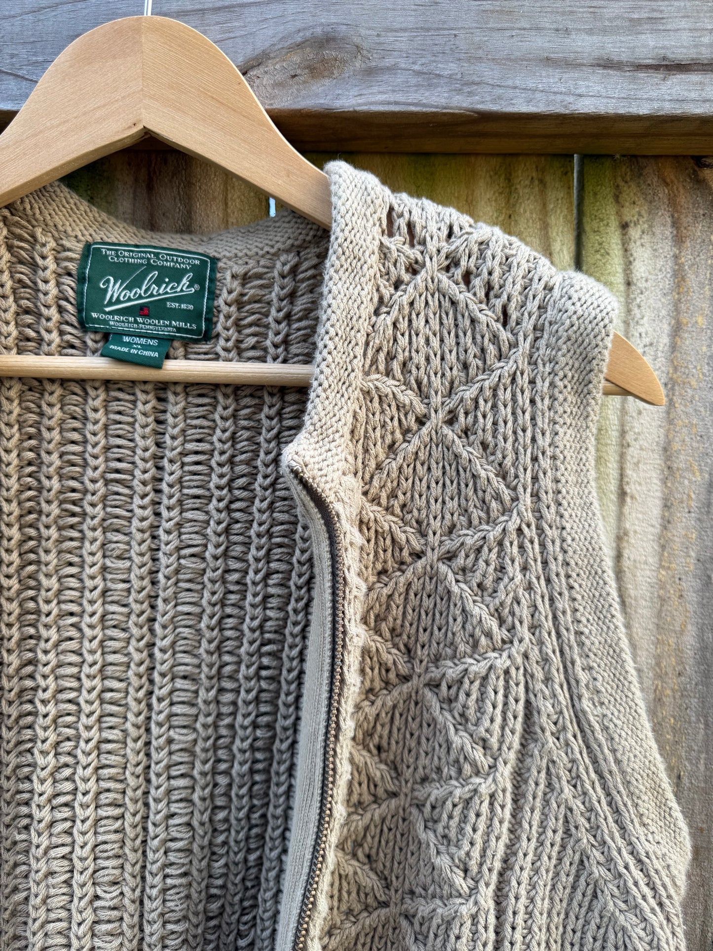 Vintage Woolrich Chunky Knit Zip Vest (Neutral Taupe)