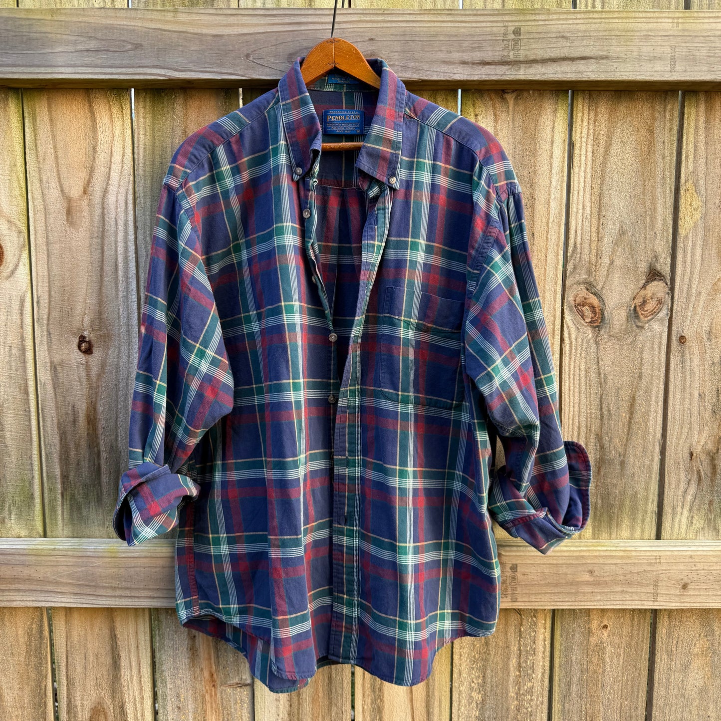 Vintage 90s Pendleton Plaid Cotton Button-Up Shirt