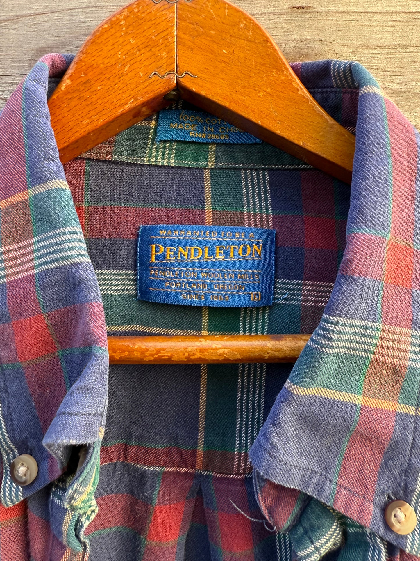 Vintage 90s Pendleton Plaid Cotton Button-Up Shirt