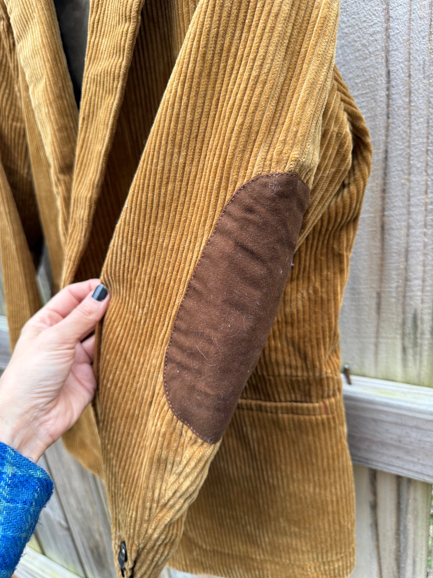 Camel Corduroy Elbow Patch Blazer Jacket Structured Casual Tailored Layer