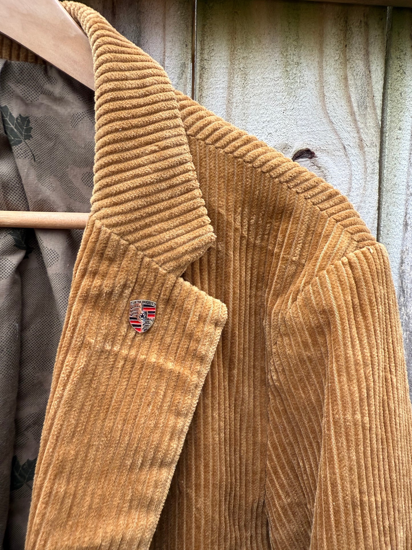 Camel Corduroy Elbow Patch Blazer Jacket Structured Casual Tailored Layer