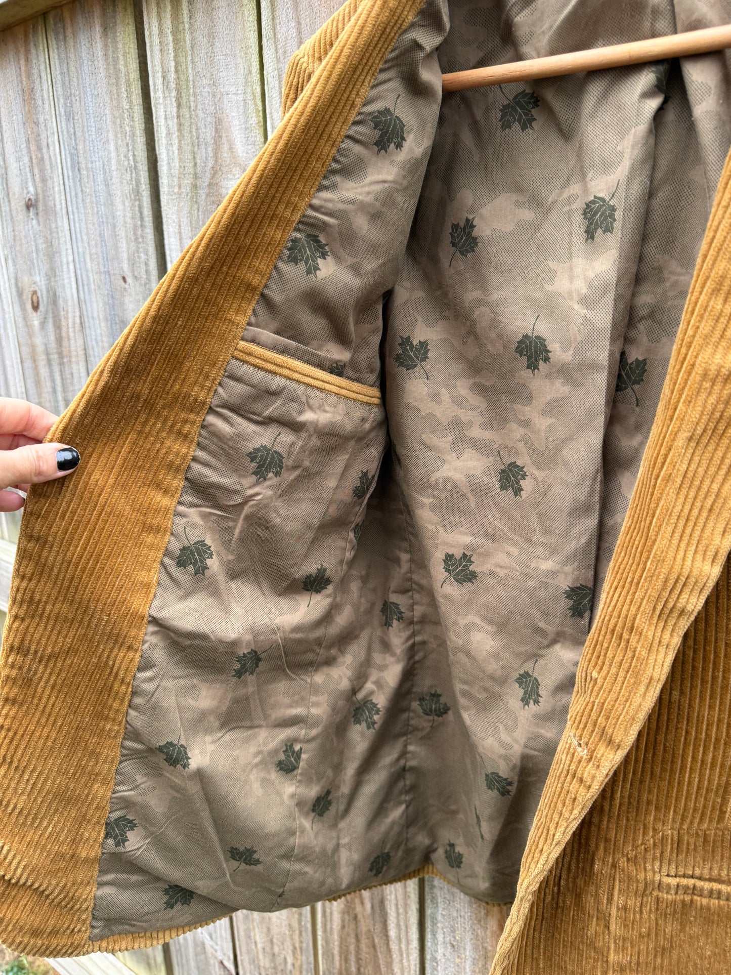 Camel Corduroy Elbow Patch Blazer Jacket Structured Casual Tailored Layer