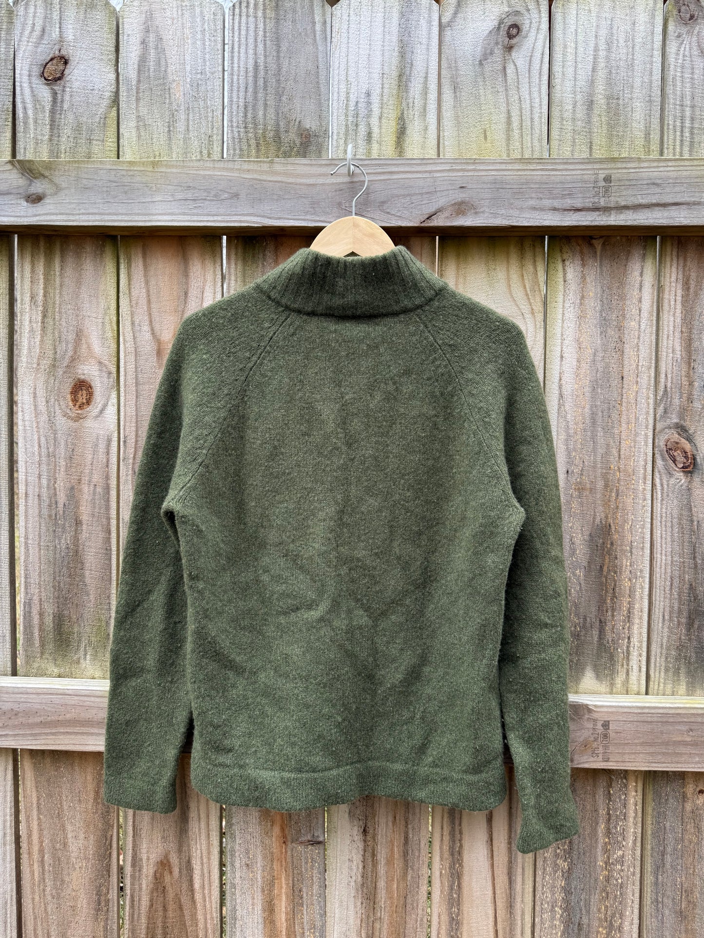 Vintage J.Crew Forest Green Wool Half-Zip Mock Neck Sweater Pullover