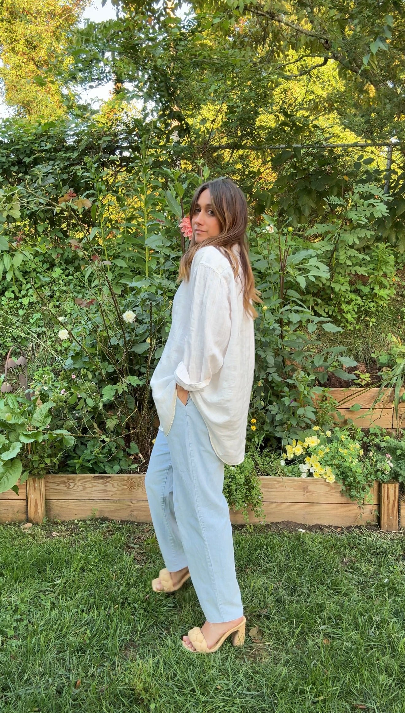 90's Vintage Light Blue Slouchy Pleated Trousers