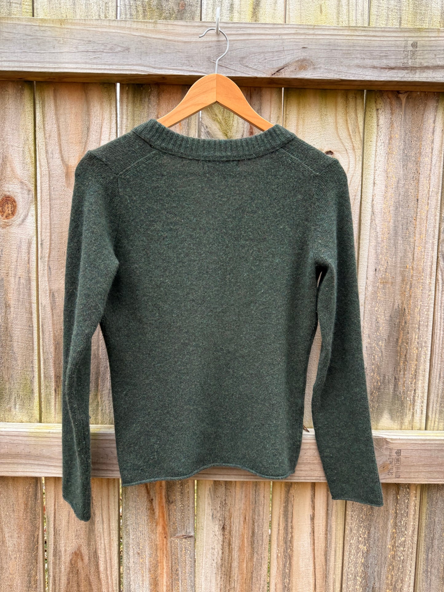 Vintage Banana Republic Forest Green Wool-Angora V-Neck Knit Sweater Top