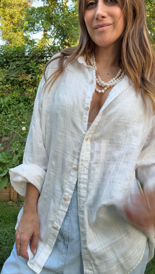 Vintage 90s Resort Plaid-Weave Cotton Button-Down Shirt