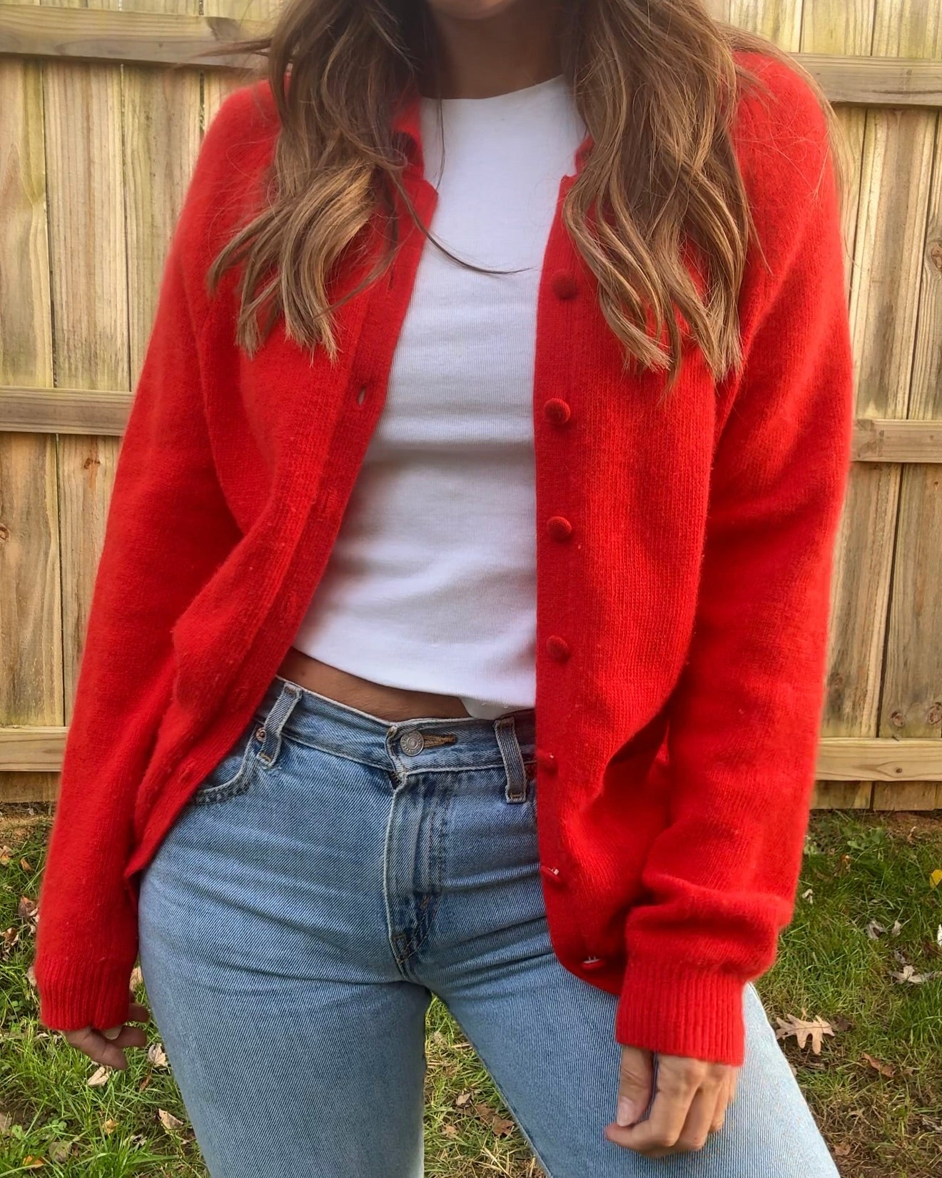 Vintage Christina Red Wool-Angora Cardigan (Made in Hong Kong)