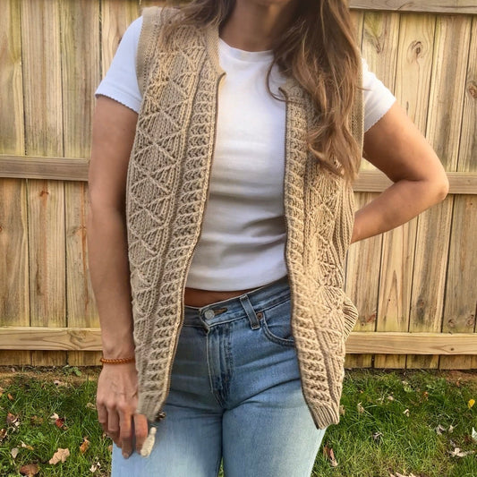 Vintage Woolrich Chunky Knit Zip Vest (Neutral Taupe)