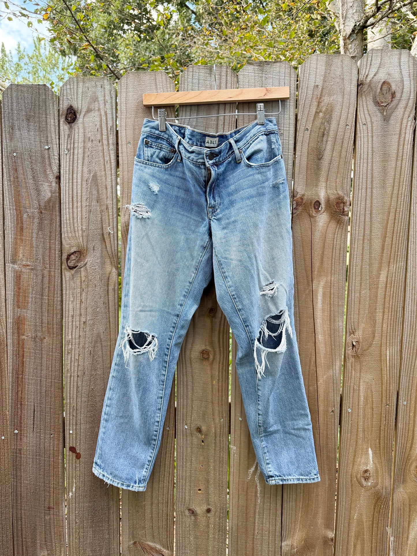 ABLE ‘The Slouch’ Distressed Denim