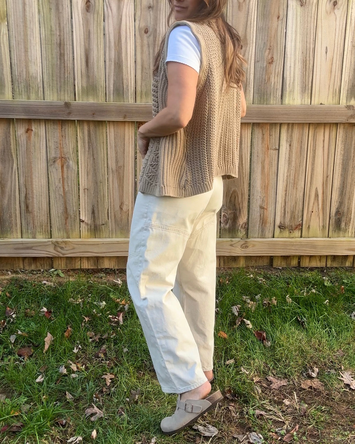 Vintage Woolrich Chunky Knit Zip Vest (Neutral Taupe)
