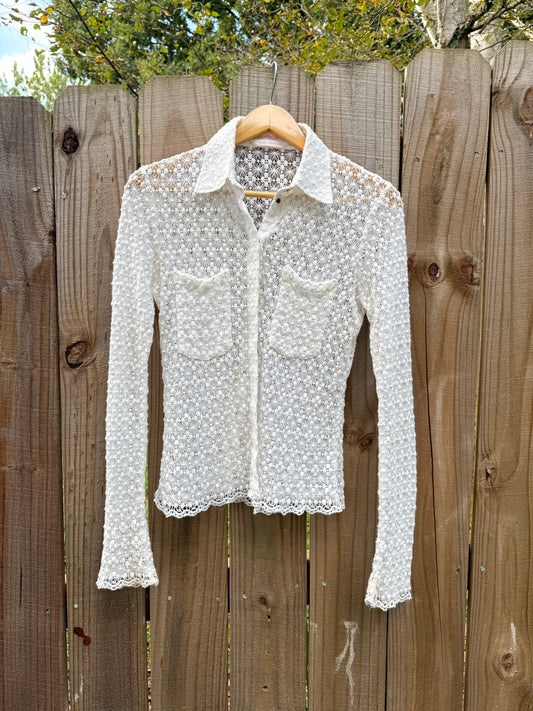 See by Chloé Sheer Floral Lace Blouse