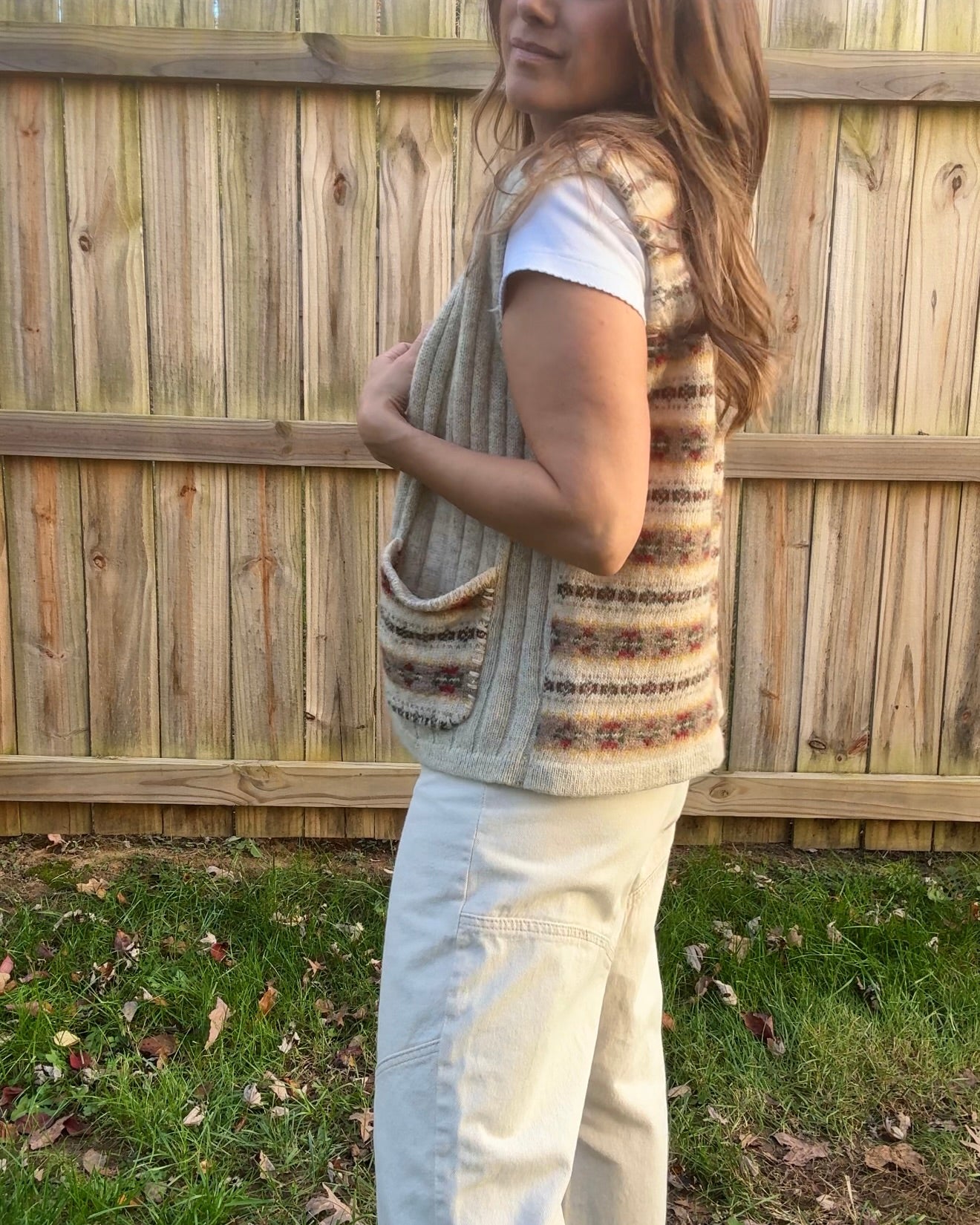 Vintage Eddie Bauer Wool Fair Isle Vest Shetland Knit Made in Hong Kong