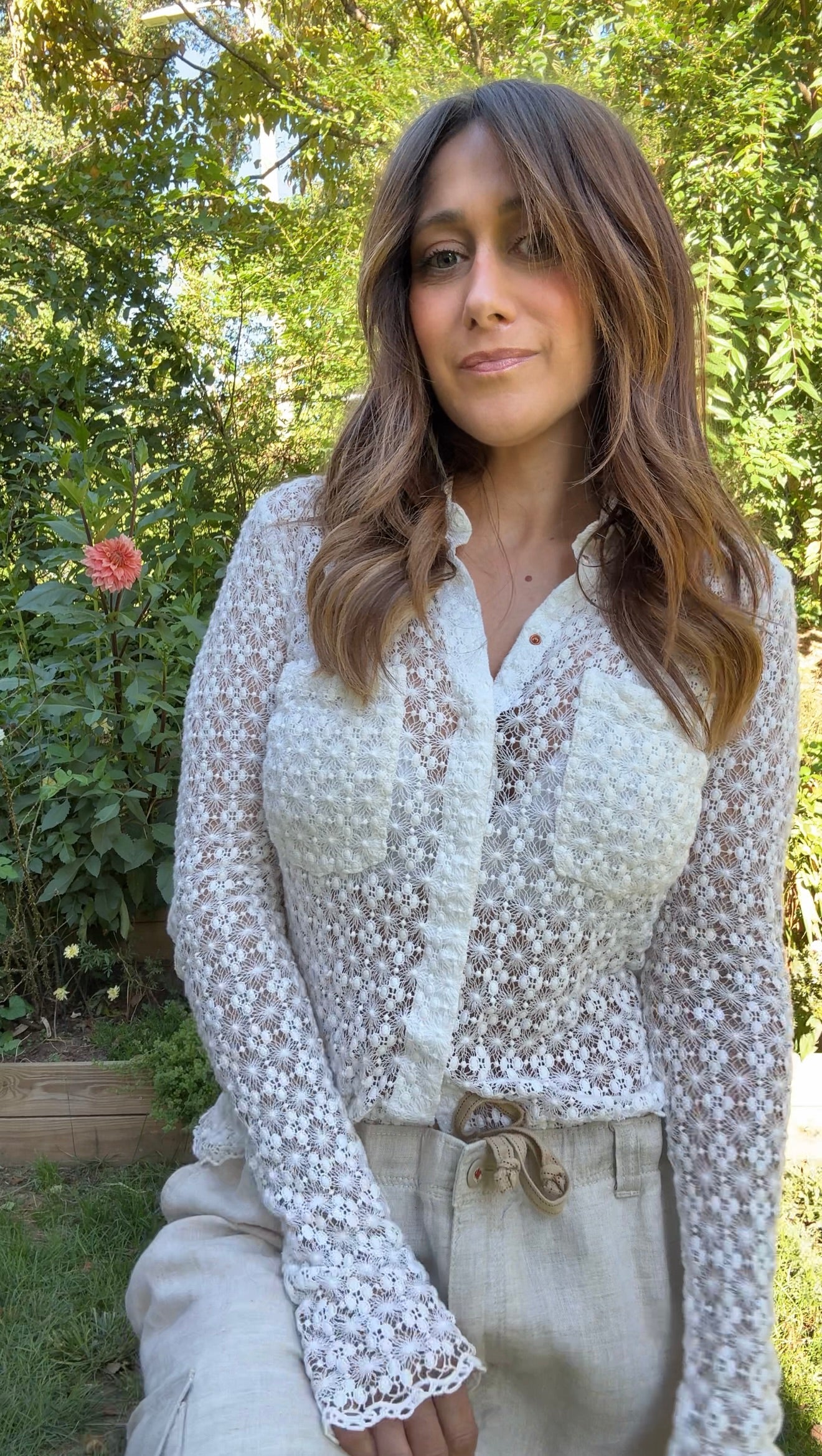 See by Chloé Sheer Floral Lace Blouse