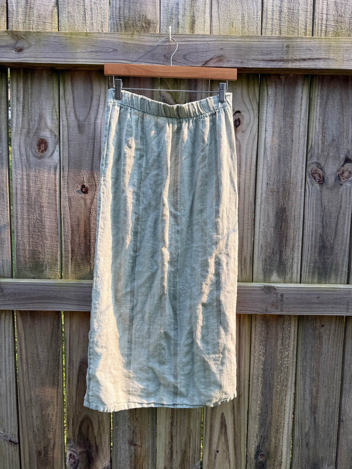 Hand-Dyed Linen Column Skirt | Sage Mist