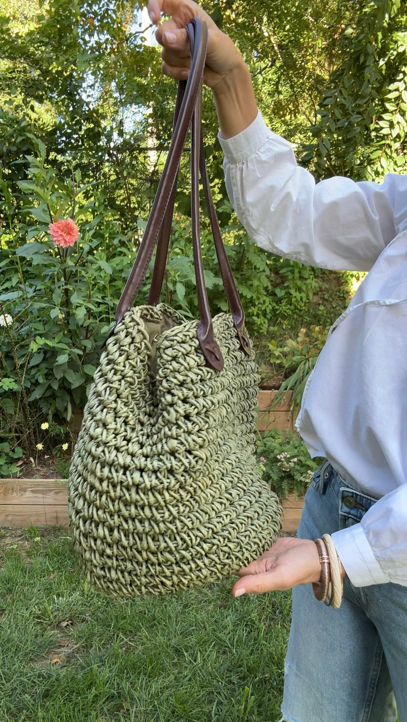 Olive Woven Tote