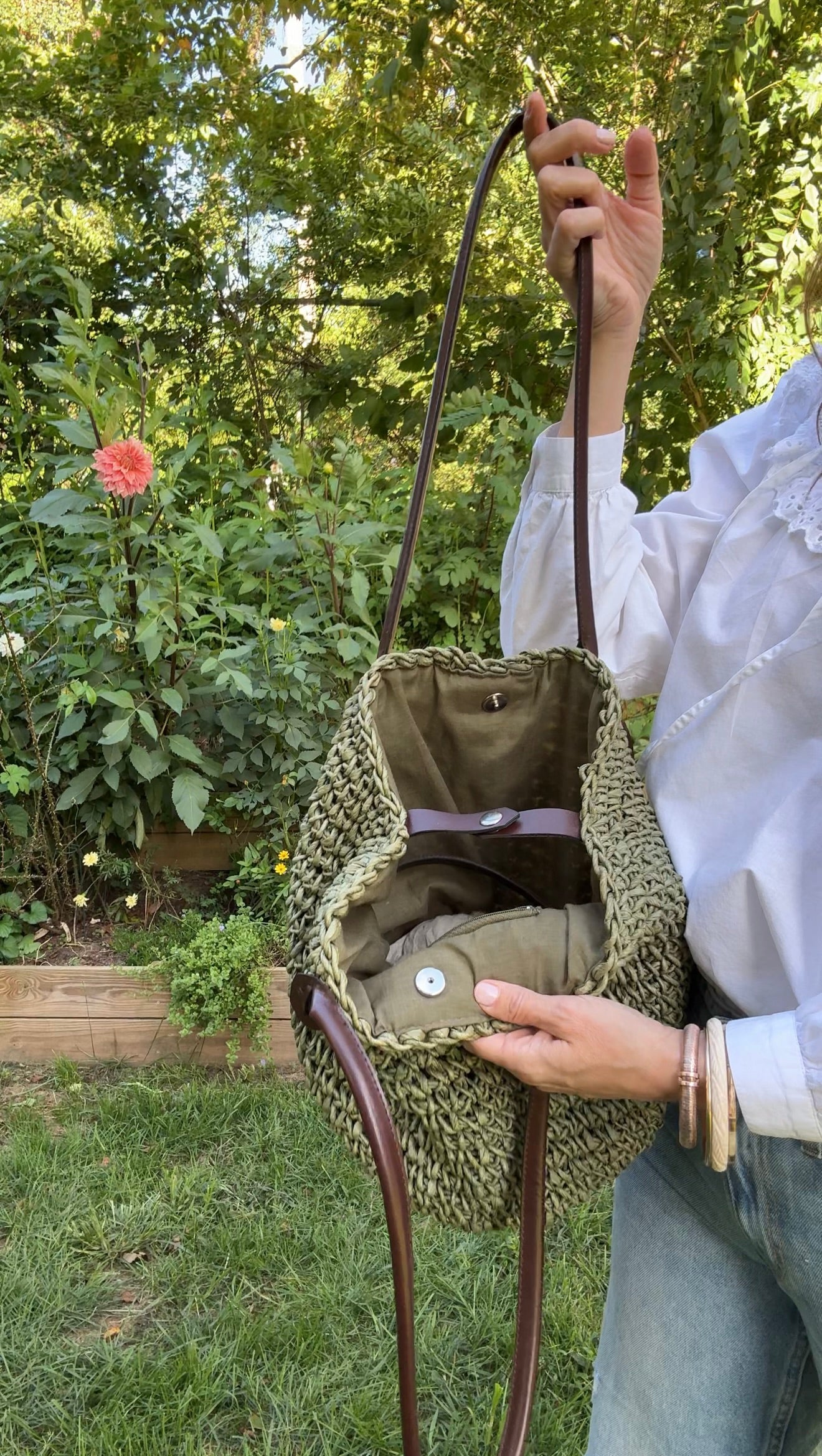 Olive Woven Tote