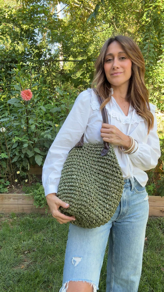 Olive Woven Tote