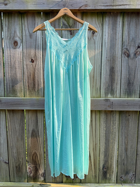 Vintage Vassarette Sea Glass Lace Nightgown