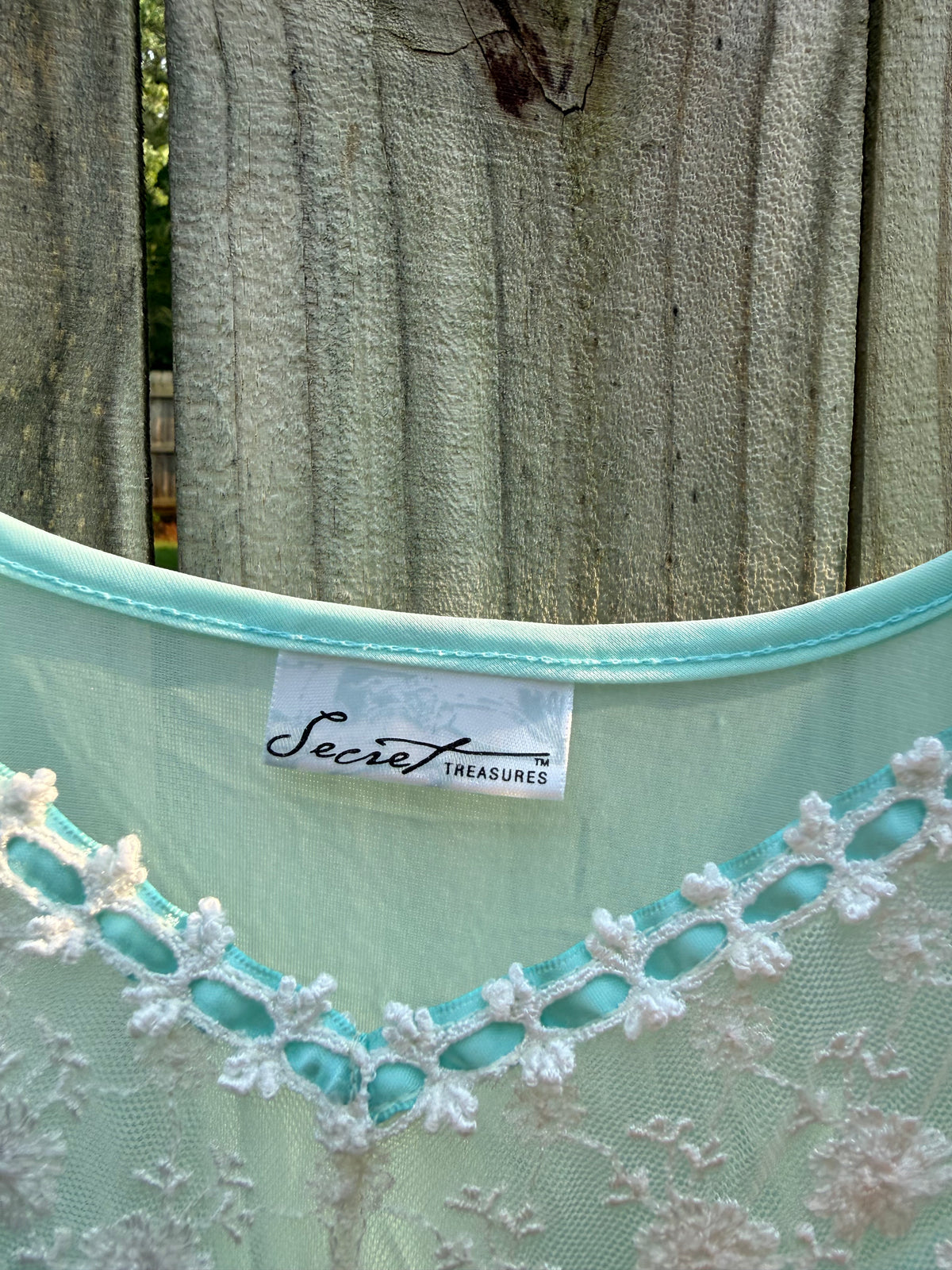 Vintage Secret Treasures Aqua Lace Chiffon Nightgown