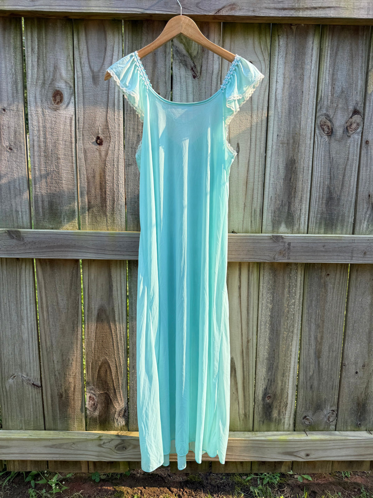 Vintage Secret Treasures Aqua Lace Chiffon Nightgown