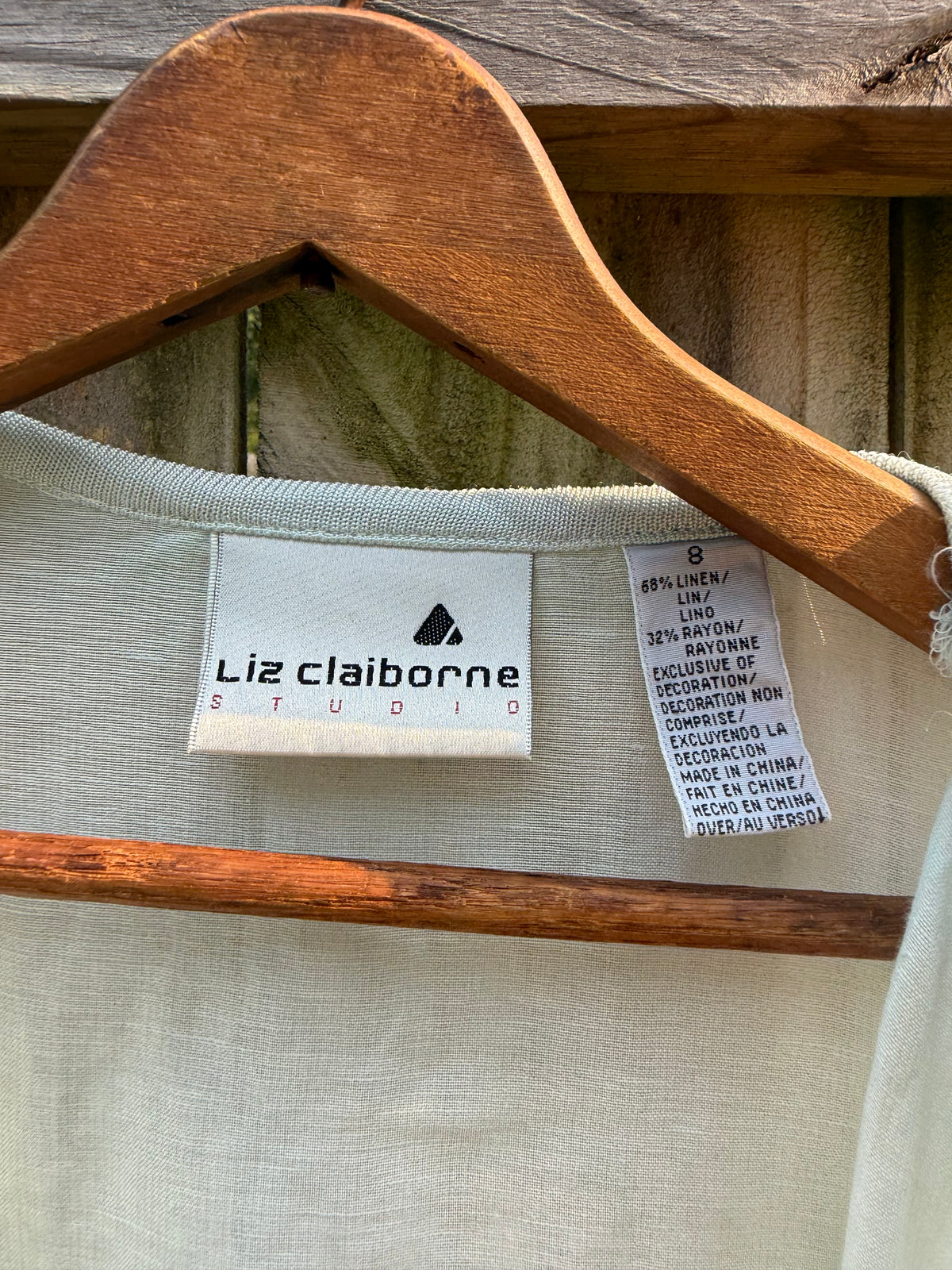 Liz Claiborne Hand Dyed Sea Glass Linen Blend Oversized Button Front Shirt
