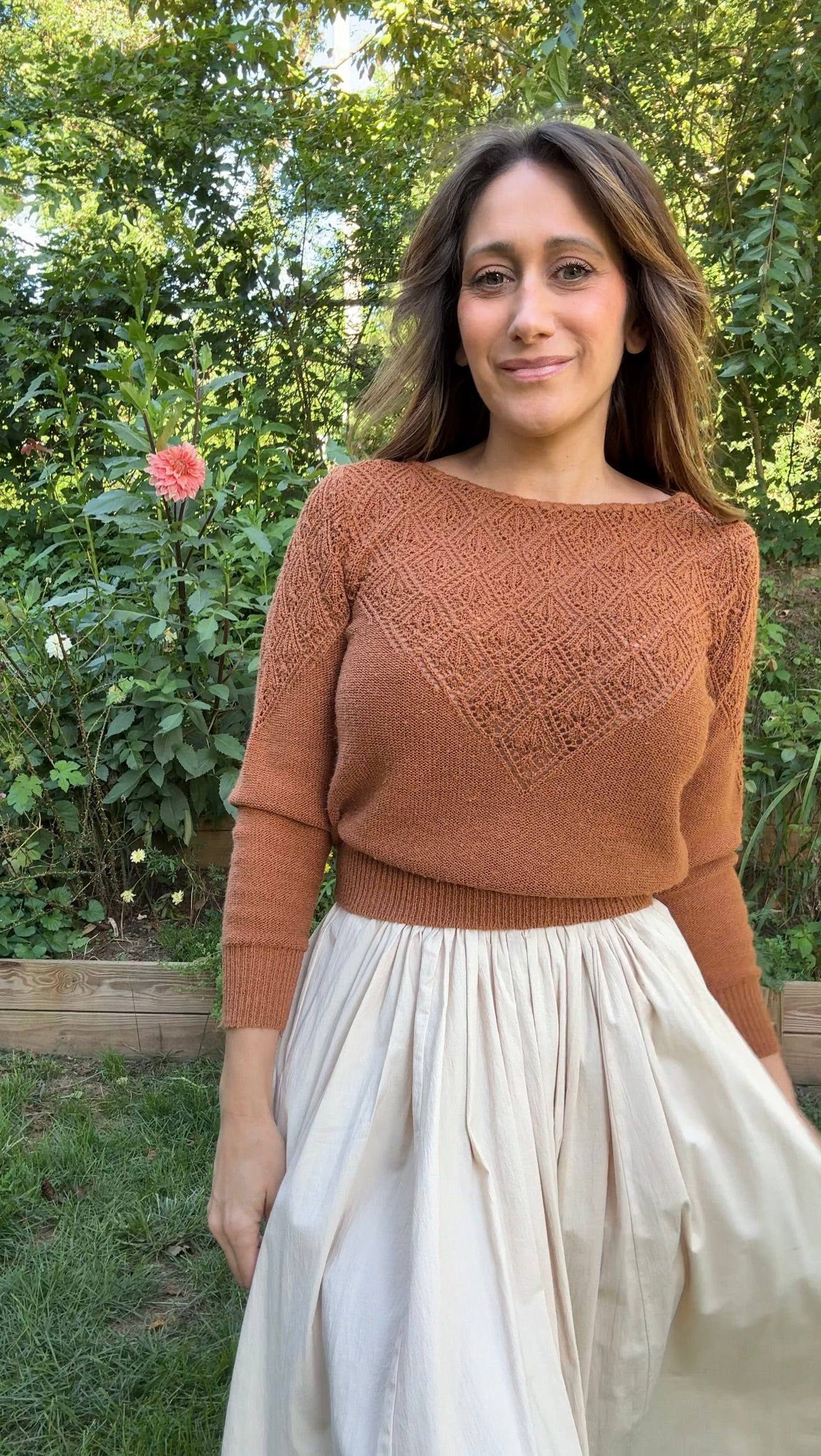 Ivory Textured Pleated Full Maxi Skirt