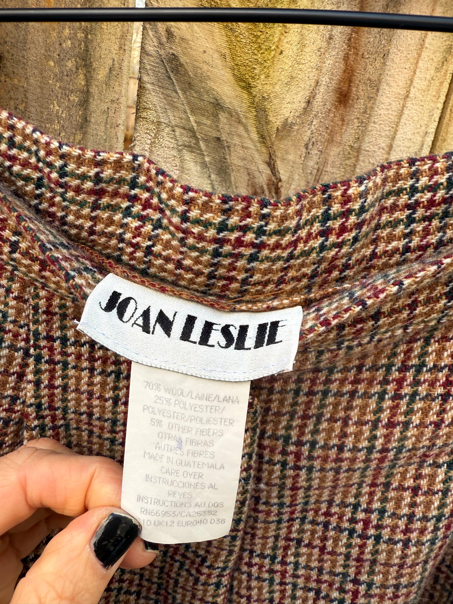 Vintage Joan Leslie Plaid Wool Trousers / Cropped Tailored Pants / 90s Minimal Prep