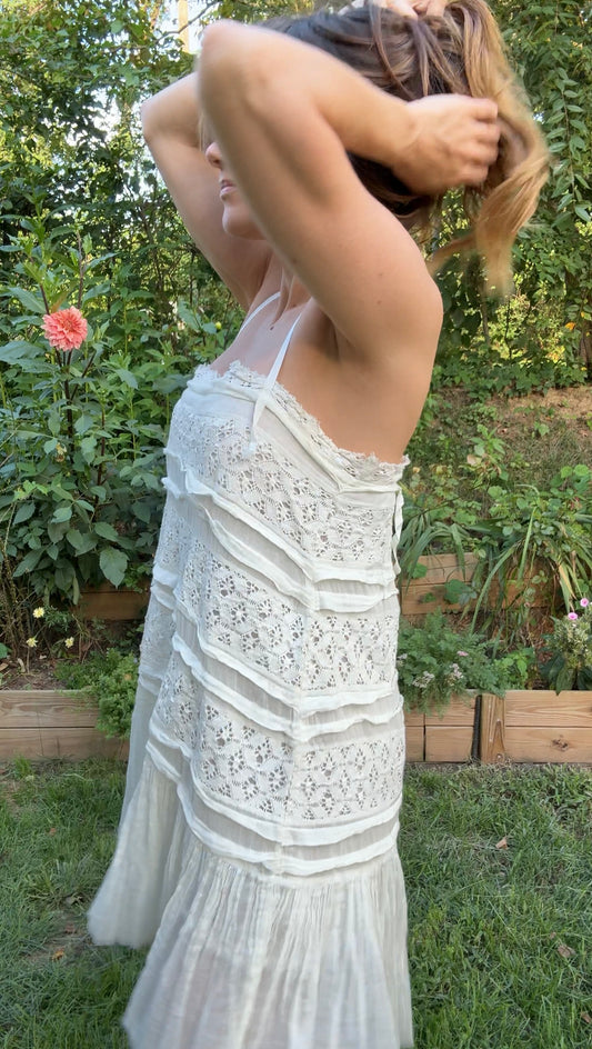 Free People Ivory Lace &amp; Cotton Mini Dress
