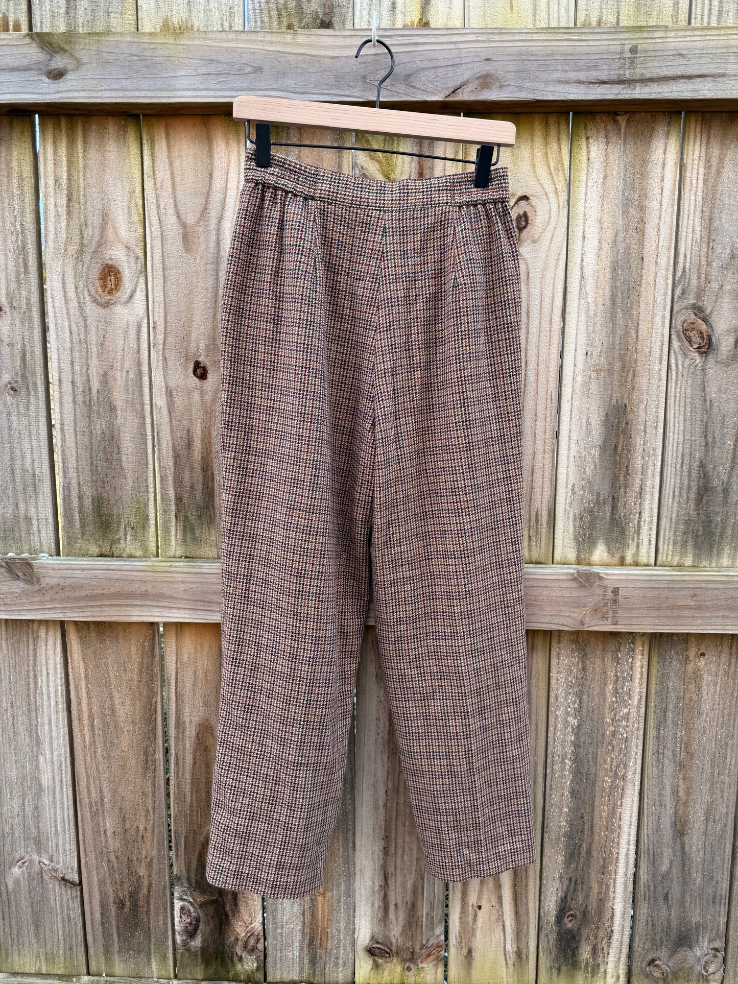 Vintage Joan Leslie Plaid Wool Trousers / Cropped Tailored Pants / 90s Minimal Prep