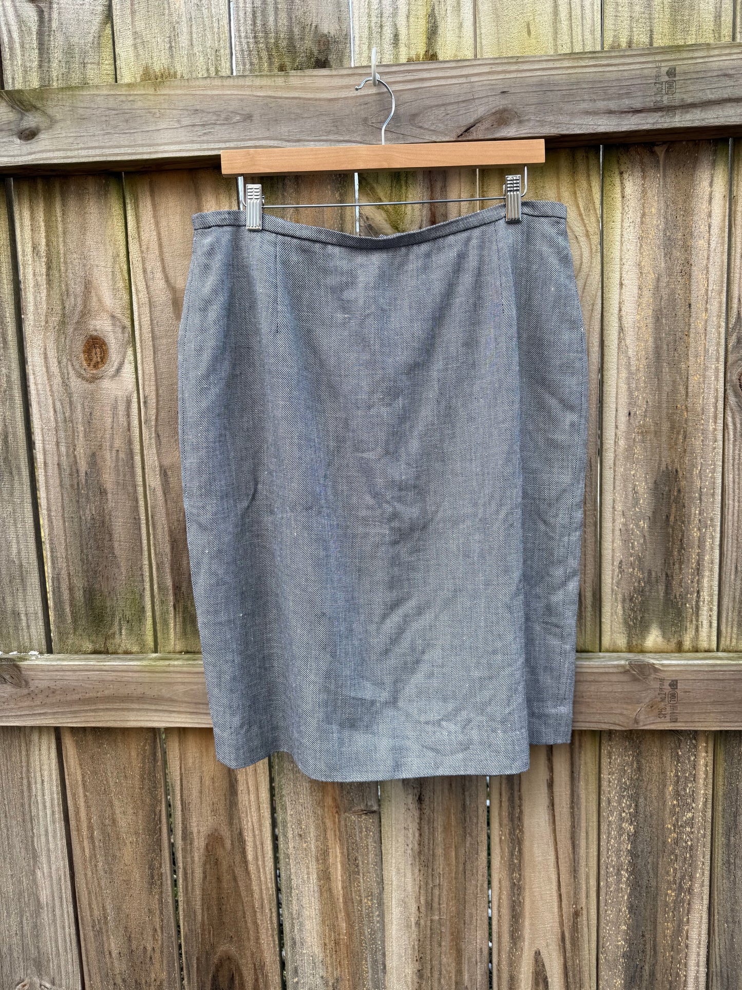 Vintage Pendleton Classic Gray Micro-Herringbone Tailored Midi Skirt