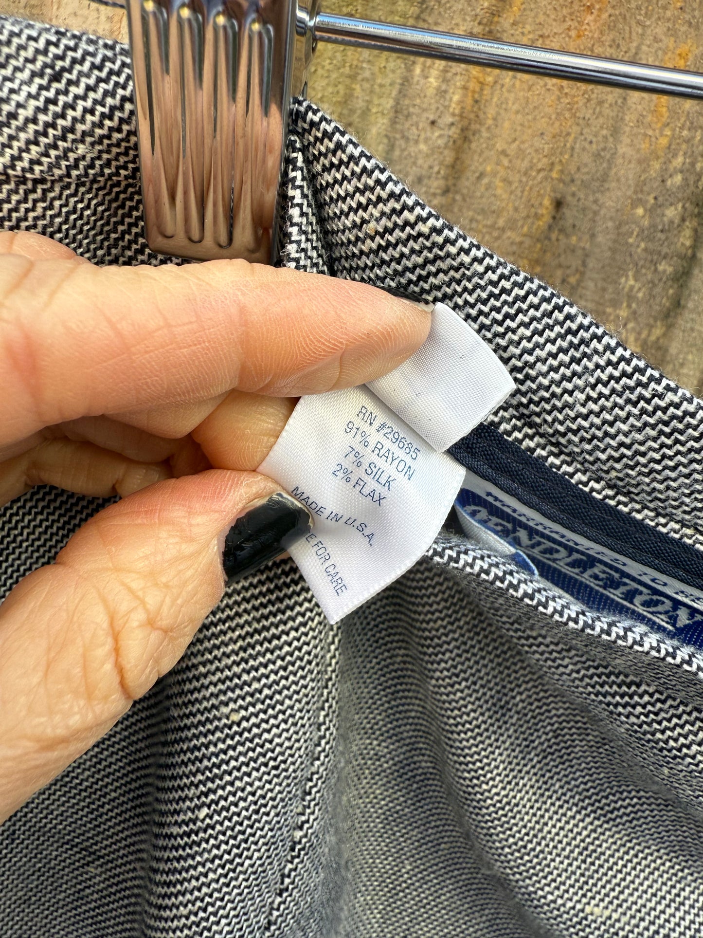 Vintage Pendleton Classic Gray Micro-Herringbone Tailored Midi Skirt