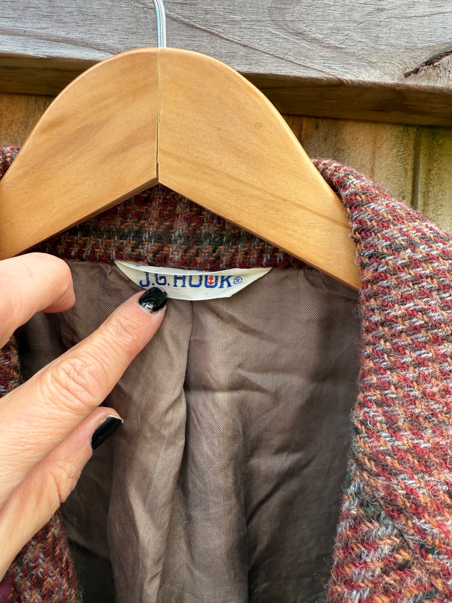 VINTAGE J.G. HOOK SCOTTISH WOOL PLAID BLAZER