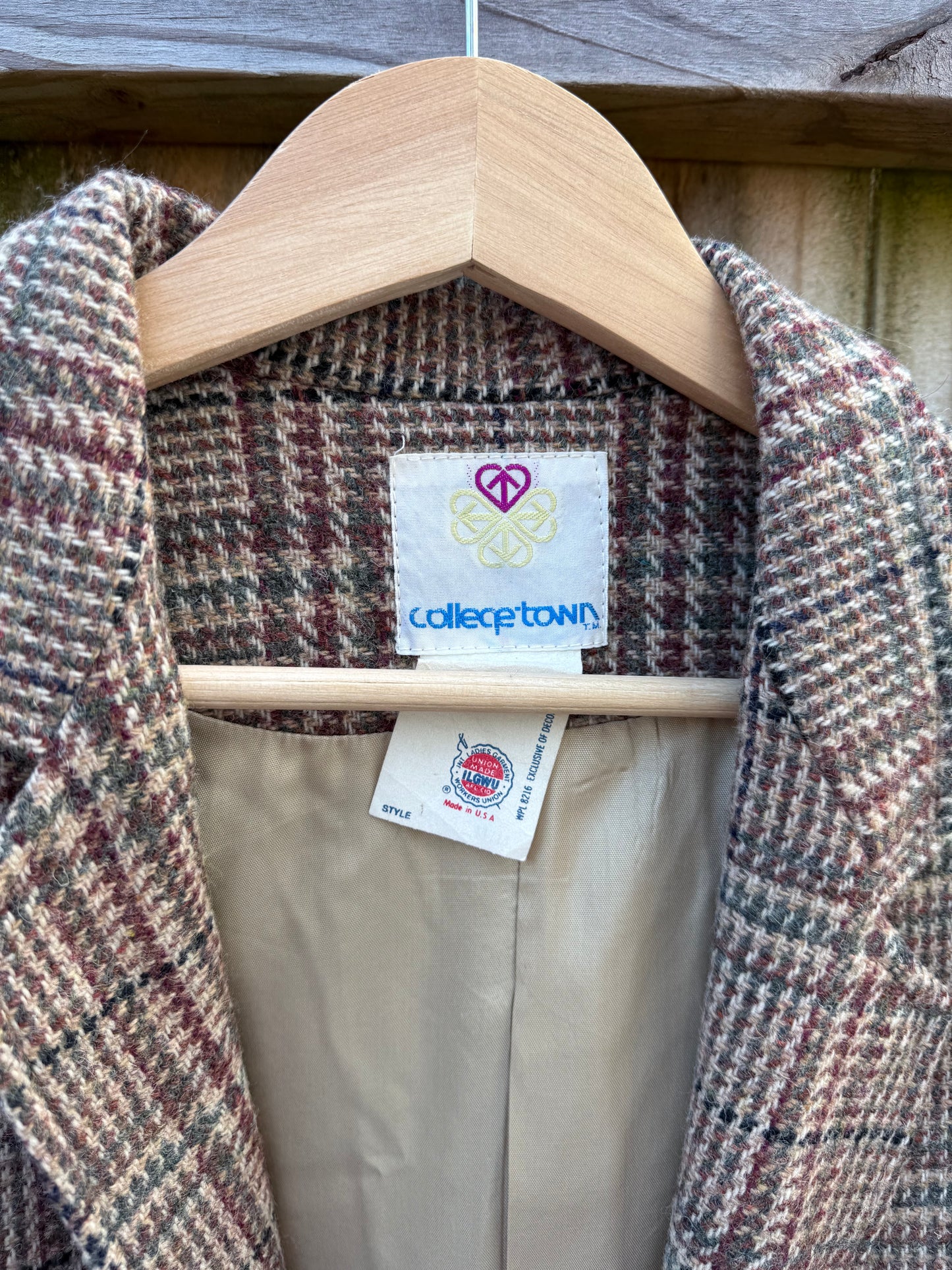 Vintage Plaid Wool Tailored Blazer