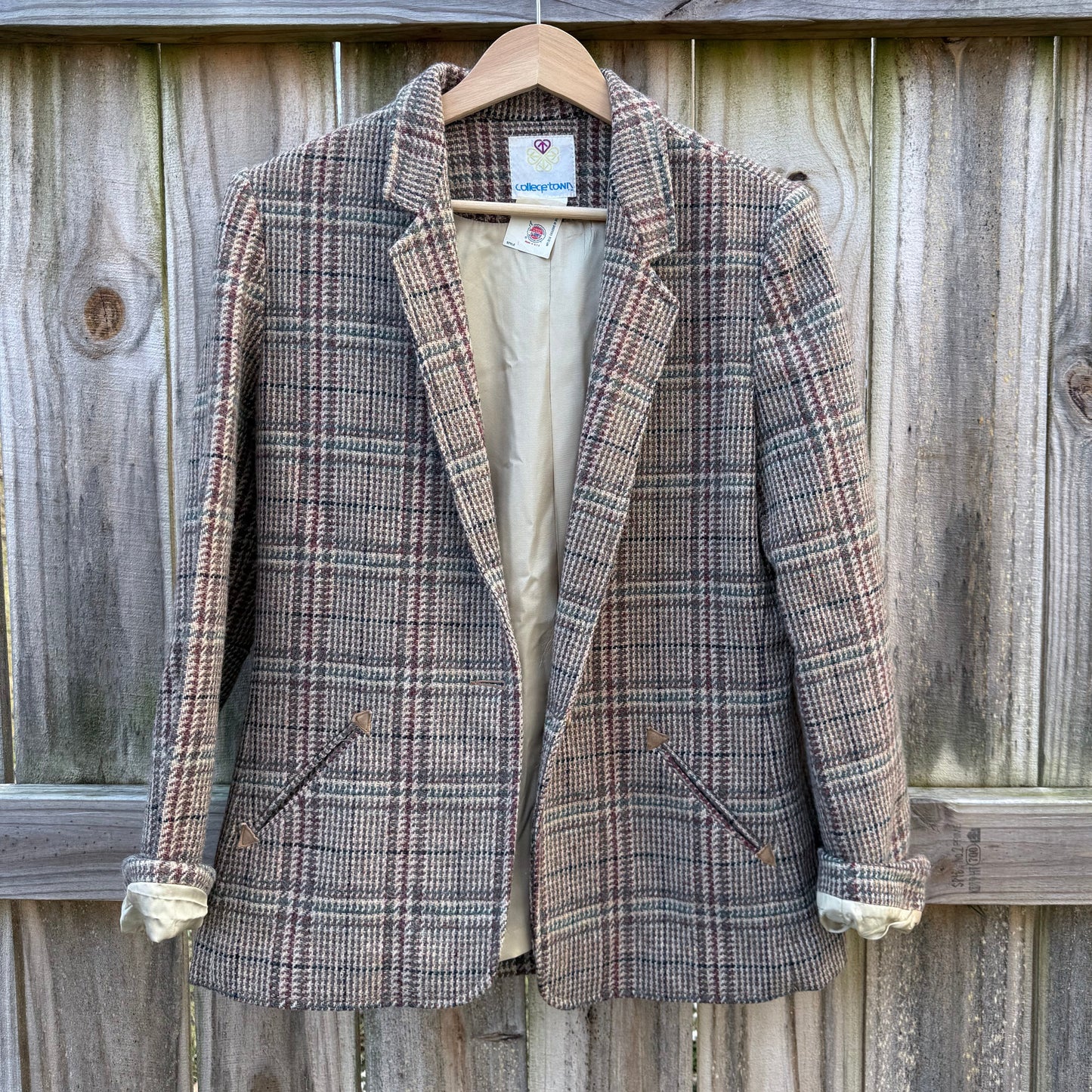 Vintage Plaid Wool Tailored Blazer