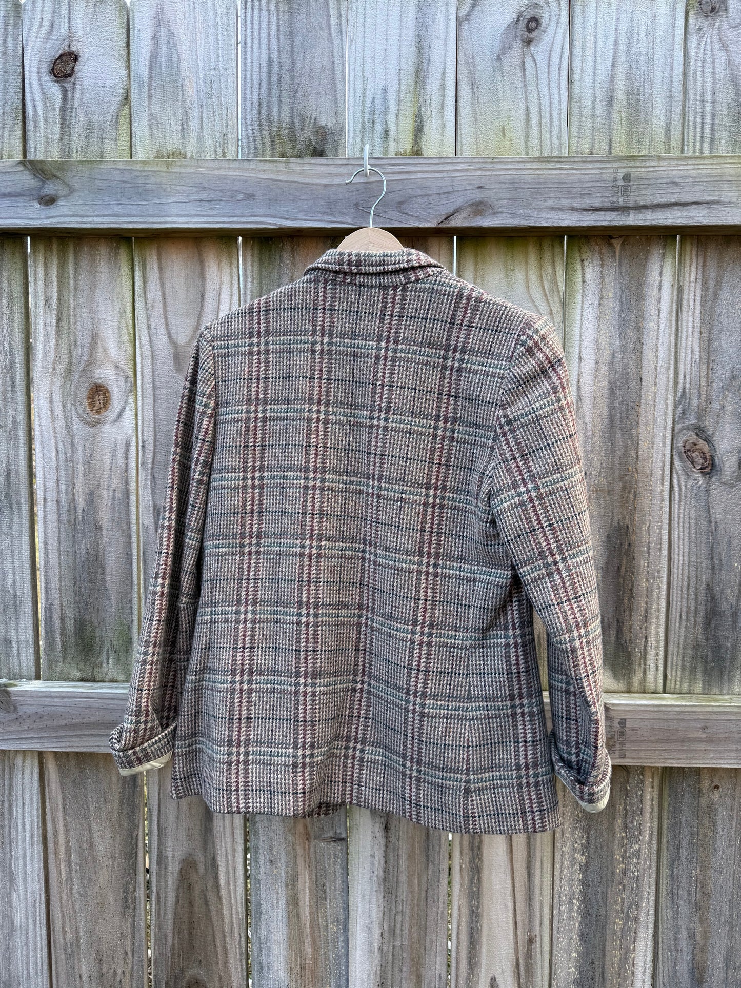 Vintage Plaid Wool Tailored Blazer