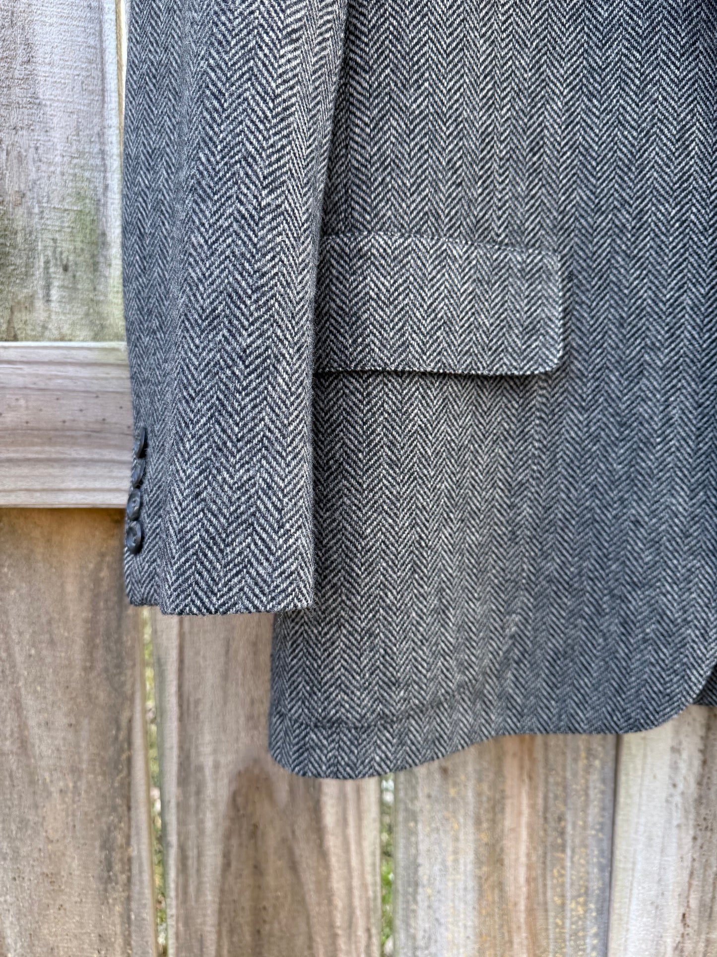 Vintage Gray Herringbone Wool Blazer